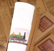 Image of Man's Handkerchief in a gift Box: Train