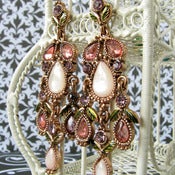 Image of vintage pink ornate chandelier earrings
