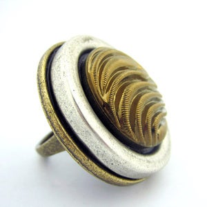 Image of Love Print Vintage Button Cocktail Ring
