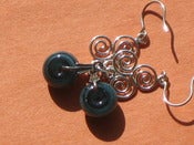 Image of 3 Spiral Blue Lampwork Earrings