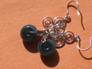 Image of 3 Spiral Blue Lampwork Earrings