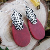Image of classic red n' silver earrings