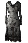 Image of Vintage 1980s Sheer Black Lace Dress