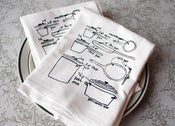 Image of love of cooking - pots and pans diagram dish towels - set of two