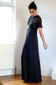 Image of 1970s Chiffon Capelet  Black Dress