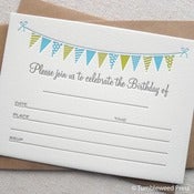 Image of Letterpress Birthday Invitations | Bunting (Blue/Green)