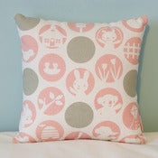 Image of Hand printed cushion cover PIKOLET PARTY - pink