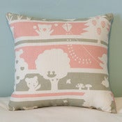 Image of Hand printed cushion cover PIKOLET PICNIC - pink