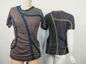 Image of Up-cycled T-Shirt- Veins- Grey & Ochre