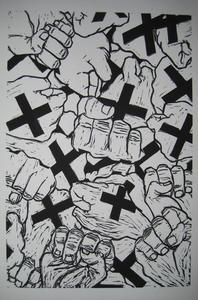 Image of Signed & #ed Xed Fists Silkscreen Print