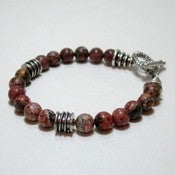 Image of Mens Handmade Beaded Bracelet - Gemstone and Toggle 