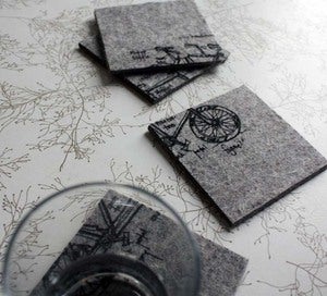 Image of best coasters ever - tandem bicycle diagram industrial felt coasters