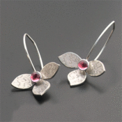 Image of Sterling Lotus Earring with stone