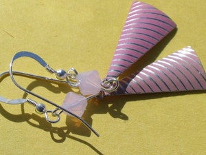 Image of Pink Stripes and Crystals Earrings