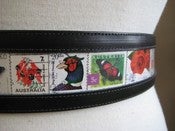 Image of Postage Belt - Black with mixed International birds, insects and flowers (S) Free postage within Aus