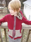 Image of kids size 8-10 maroon owl and stripes hoodie