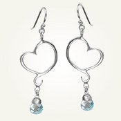 Image of Aphrodite Mini Heart Earrings with Sky Blue Topaz, Sterling Silver