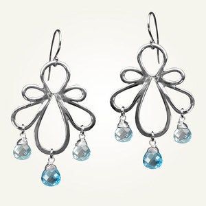 Image of Biergarten Earrings with Blue Topaz, Sterling Silver