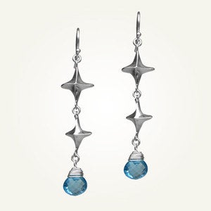 Image of Canis Minor Earrings with Swiss Blue Topaz, Sterling Silver