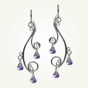 Image of Greek Isle Earrings with Amethyst, Sterling Silver