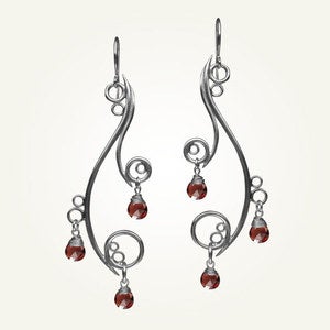 Image of Greek Isle Earrings with Garnet, Sterling Silver