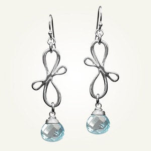 Image of Victorian Ribbon Mini Earrings with Sky Blue Topaz, Sterling Silver