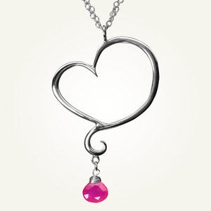 Image of Aphrodite Heart Necklace with Pink Chalcedony, Sterling Silver
