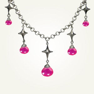 Image of Corona Borealis Necklace with Pink Chalcedony, Sterling Silver
