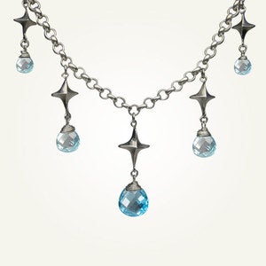 Image of Corona Borealis Necklace with Blue Topaz, Sterling Silver