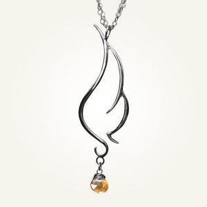 Image of Phoenix Wing Necklace with Orange Topaz, Sterling Silver