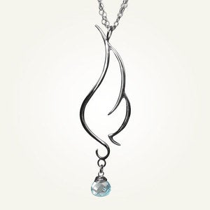 Image of Phoenix Wing Necklace with Sky Blue Topaz, Sterling Silver