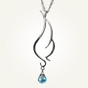 Image of Phoenix Wing Necklace with Swiss Blue Topaz, Sterling Silver