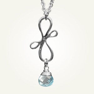Image of Victorian Ribbon Mini Necklace with Sky Blue Topaz, Sterling Silver