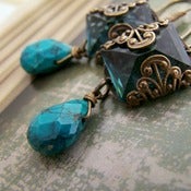 Image of Bauble Filigree Earrings in Zircon and Turquoise