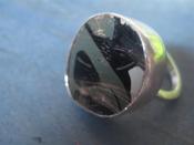 Image of chunky silver ring black/white