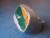 Image of chunky silver ring green/orange