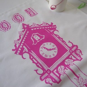 Image of Cake Time tea towel - cerise pink