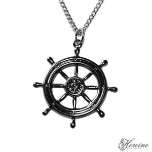 Image of Gunmetal Shipwheel Necklace