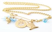 Image of Alice In Wonderland Gold Kilt Pin Charm Necklace