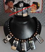 Image of Collier bambou D de los M noir/blanc