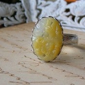Image of Lemon Drop Vintage Glass Cabochon Ring