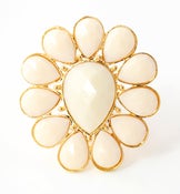 Image of Cream Vintage-Style Petal Flower Statement Ring