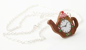 Image of Wooden Teapot Clock Necklace