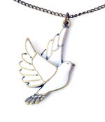 Image of White Enamel Dove Bird Necklace