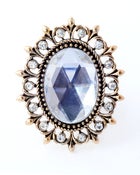 Image of Oval Crystal Gold Cocktail Ring