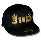 Image of All Shall Perish Embroidered Fitted Hat - Black with Shiny Gold Print
