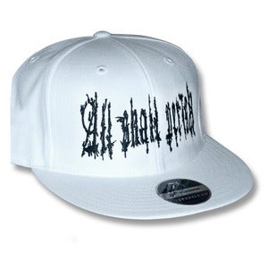 Image of All Shall Perish Embroidered Fitted Hat - White with Black Print