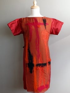 Image of Silk Dress with Wool Felting. AT1060