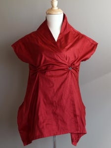 Image of Burgundy Shantung Silk Wrap Top . IT1002