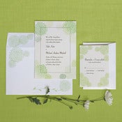 Image of "Dahlia" wedding invitation and RSVP card set - Green